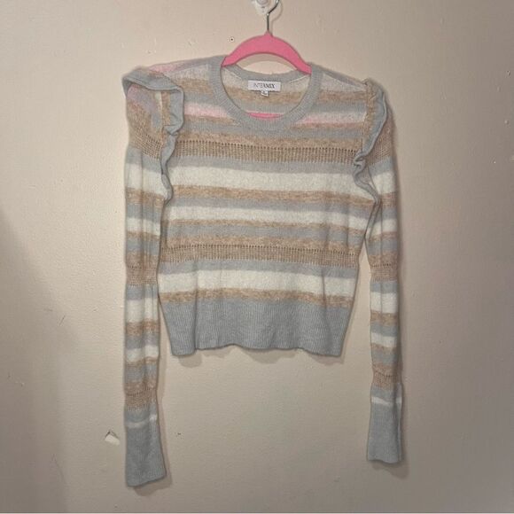 INTERMIX Elmore Ruffled Striped Sweater. Size P (XS) - Picture 5 of 8